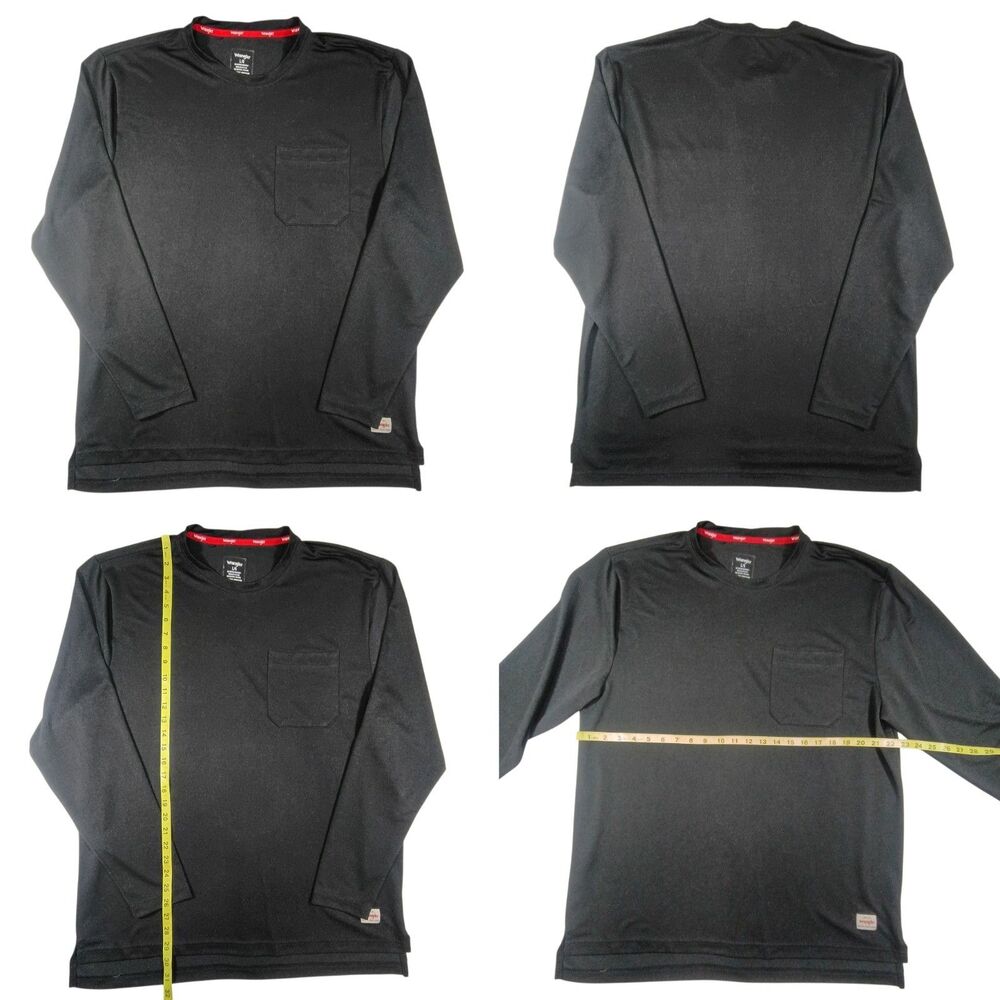Wrangler Long Sleeve Performance T-Shirt Mens Large Black Crew Neck Work Wear